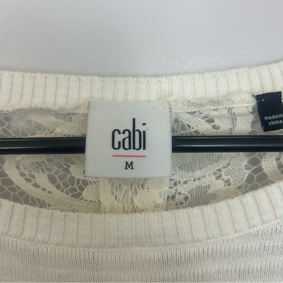 CAbi Ivory White Sophia Lace Back Long Sleeve Top/Sweater Size Medium - Picture 8 of 10